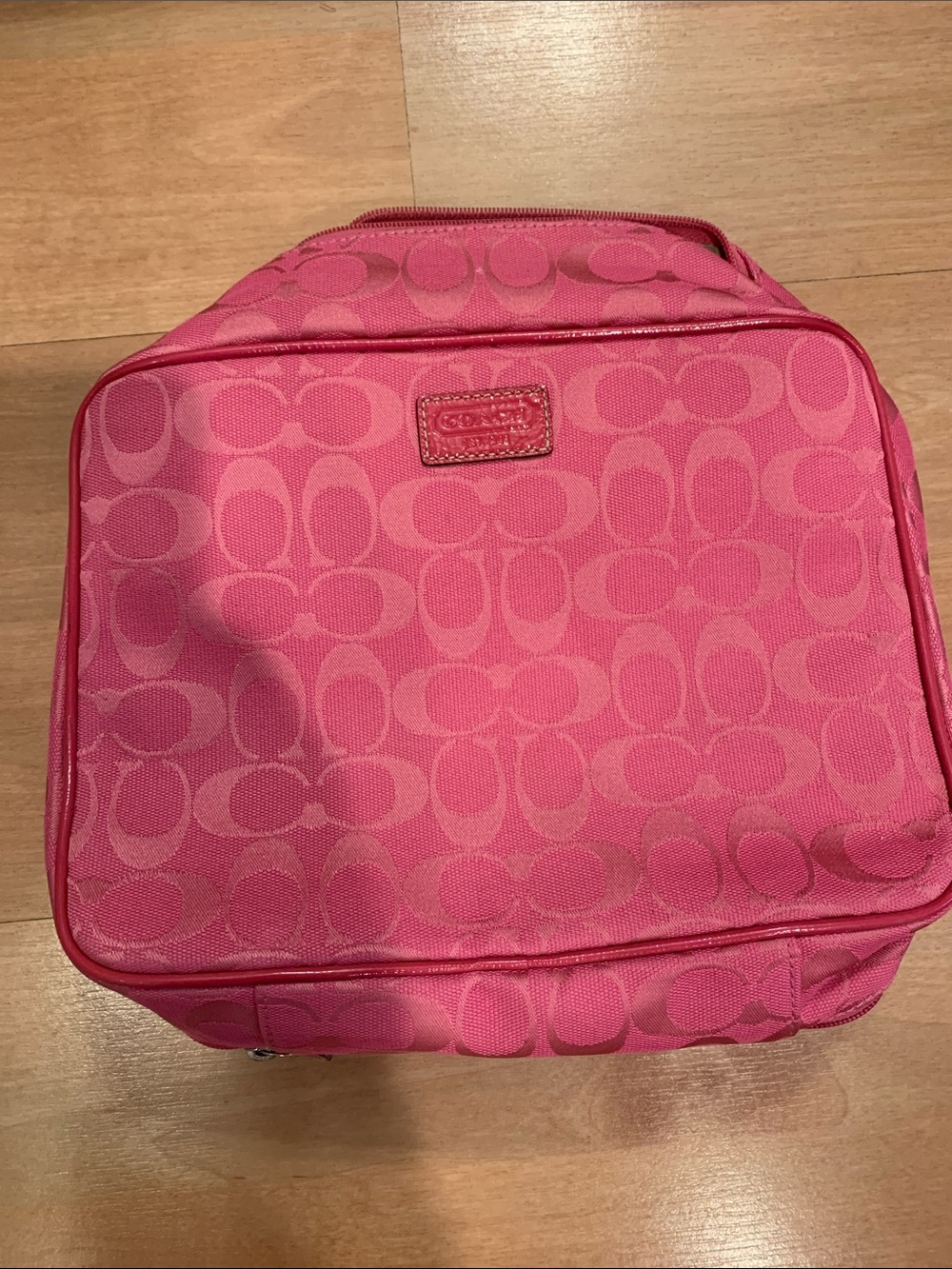 Coach Hot Pink Signature Toiletry Pouch